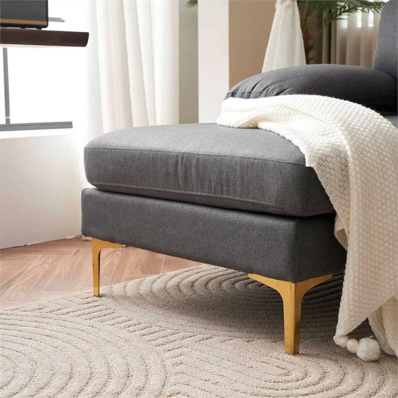 ALEXENT U- Shaped Sectional Fabric Sofa with Double Chaise ands- Light Gray