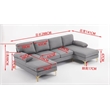 ALEXENT U- Shaped Sectional Fabric Sofa with Double Chaise ands- Light Gray
