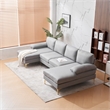 ALEXENT U- Shaped Sectional Fabric Sofa with Double Chaise ands- Dark Gray