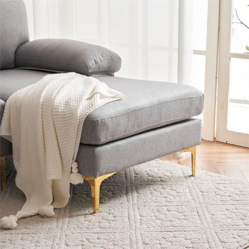 ALEXENT U- Shaped Sectional Fabric Sofa with Double Chaise ands- Dark Gray