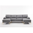 ALEXENT U- Shaped Sectional Fabric Sofa with Double Chaise ands- Dark Gray