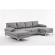 ALEXENT U- Shaped Sectional Fabric Sofa with Double Chaise ands- Dark Gray