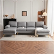 ALEXENT U- Shaped Sectional Fabric Sofa with Double Chaise ands- Dark Gray