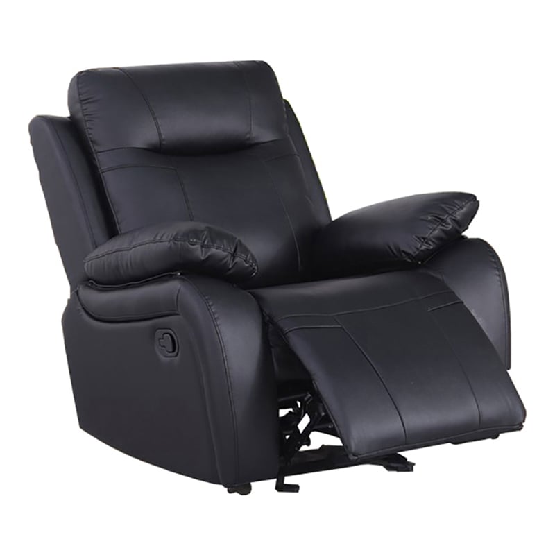 Alexent Manual Faux Leather Recliner Couch Reclining Arm Chair in Black