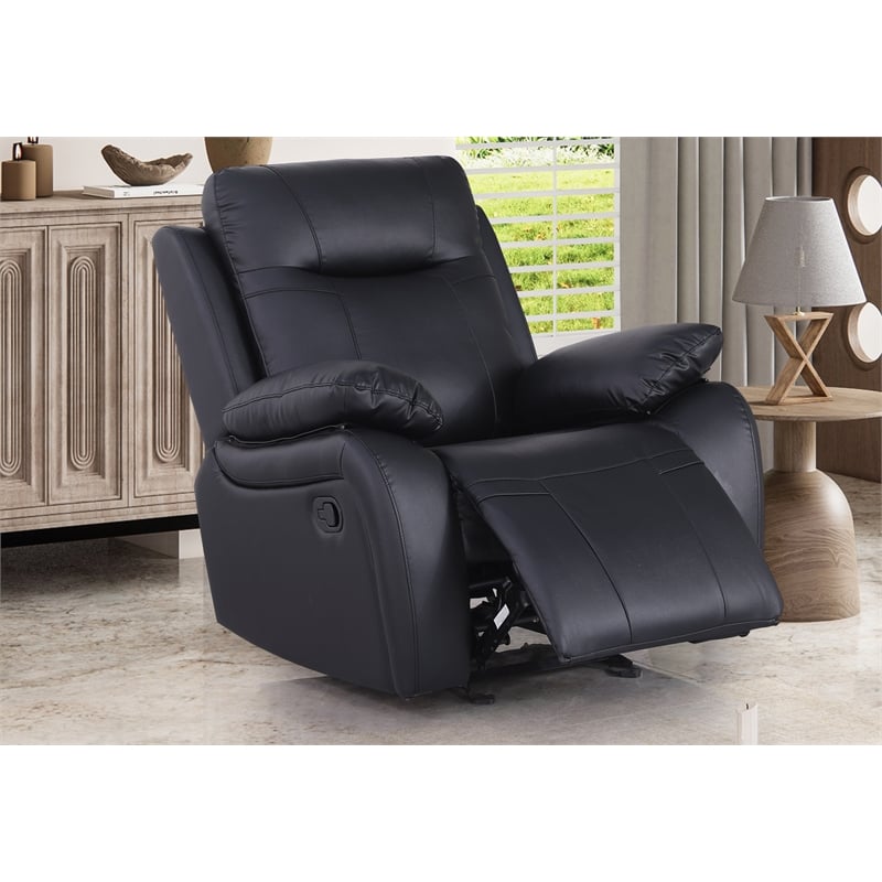 Alexent Manual Faux Leather Recliner Couch Reclining Arm Chair in Black