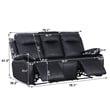 Alexent Manual Faux Leather Recliner 3-Seater Sofa Couch in Black