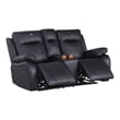 Alexent Manual Faux Leather Recliner Loveseat Sofa with Drink Holder in Black