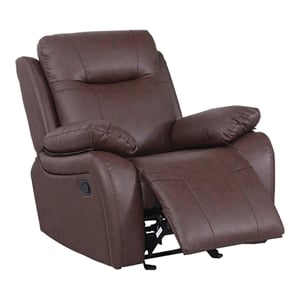 alexent manual faux leather recliner couch reclining arm chair in brown