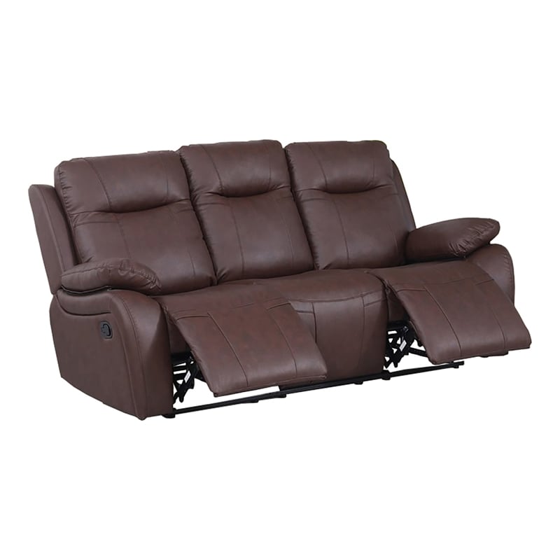 Alexent Manual Faux Leather Recliner 3-Seater Sofa Couch in Brown