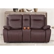 Alexent Manual Faux Leather Recliner Loveseat Sofa with Drink Holder in Brown