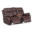 Alexent Manual Faux Leather Recliner Loveseat Sofa with Drink Holder in Brown