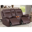 Alexent Manual Faux Leather Recliner Loveseat Sofa with Drink Holder in Brown