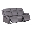 Alexent Manual Faux Leather Recliner 3-Seater Sofa Couch in Gray