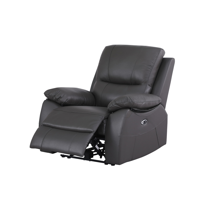 Alexent Recliner Leather Sofa 3 Pieces Power Reclining Home Theater Seating Gray