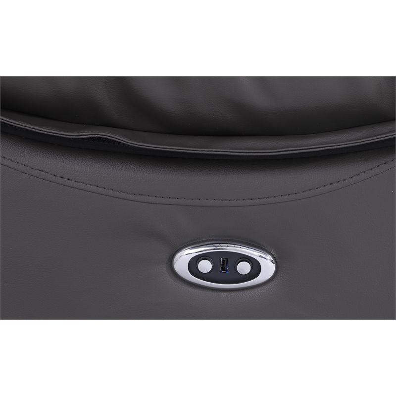 Alexent Recliner Leather Sofa 3 Pieces Power Reclining Home Theater Seating Gray