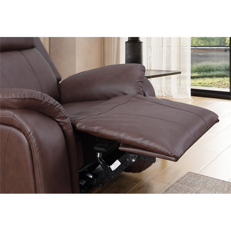 Alexent Leather Recliner Sofa 3 Pieces Power Recliner Home Theater Seating Brown