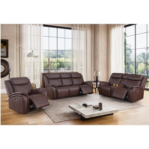 alexent leather recliner sofa 3 pieces power recliner home theater seating brown