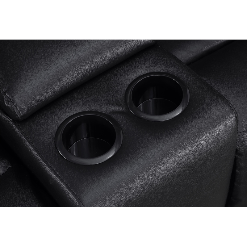 Alexent Leather Recliner Sofa 3 Pieces Power Recliner Home Theater Seating Black