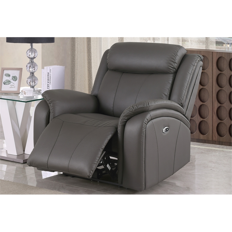 Alexent Leather Recliner Sofa 3 Pieces Power Recliner Home Theater Seating Gray