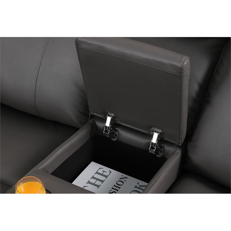 Alexent Leather Recliner Sofa 3 Pieces Power Recliner Home Theater Seating Gray