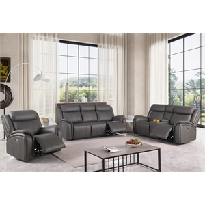 alexent leather recliner sofa 3 pieces power recliner home theater seating gray
