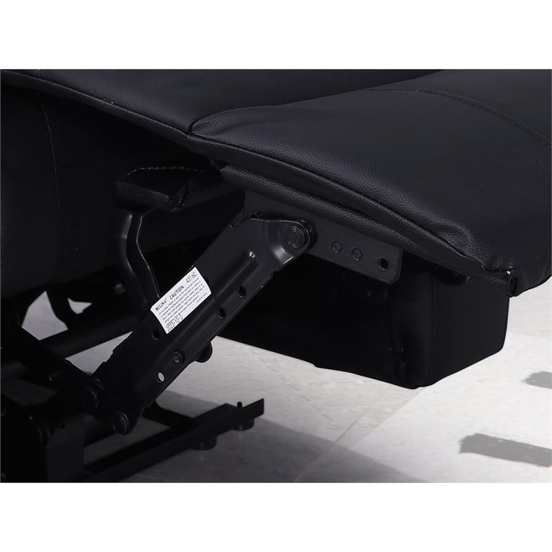 Alexent Recliner Leather Sofa 3 Seater Power Reclining Sofa with Cupholder Black