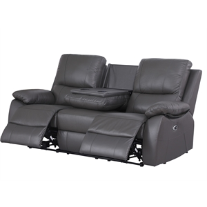 alexent recliner leather sofa 3 seater power reclining sofa with cupholder gray
