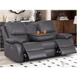 Alexent Recliner Leather Sofa 3 Seater Power Reclining Sofa with Cupholder Gray