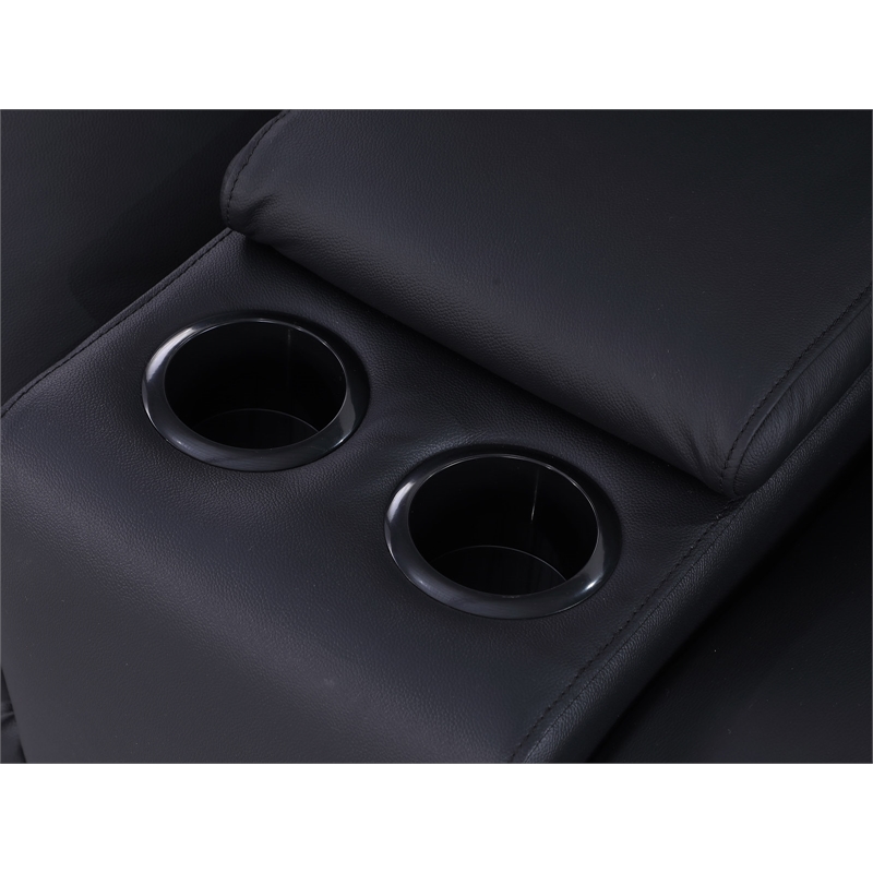 Alexent Recliner Leather Sofa with Cup Holders & Storage Loveseat Recliner Black