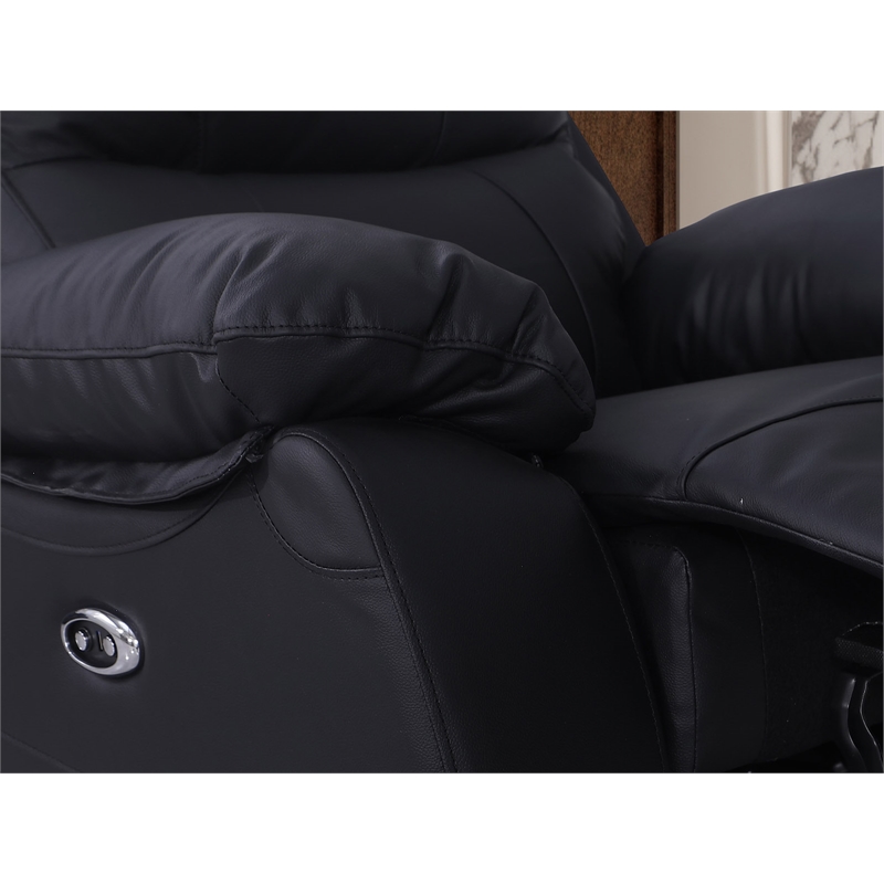 Alexent Recliner Leather Sofa with Cup Holders & Storage Loveseat Recliner Black