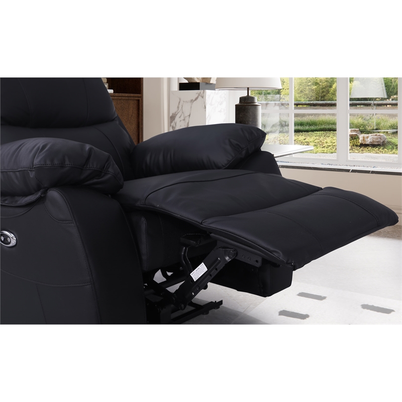 Alexent Recliner Leather Sofa with Cup Holders & Storage Loveseat Recliner Black