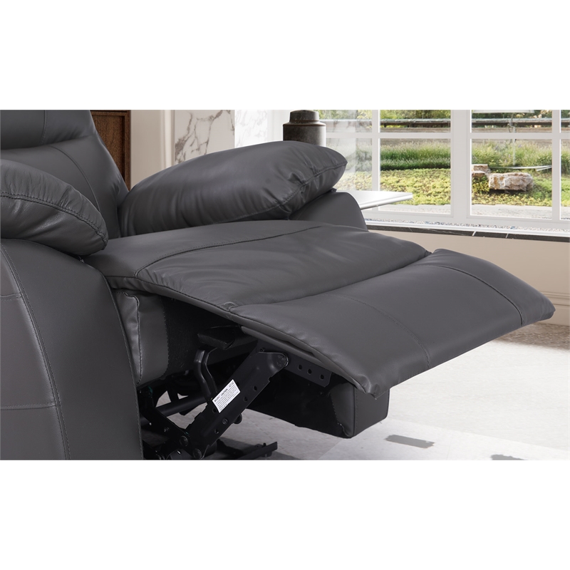 Alexent Recliner Leather Sofa with Cup Holders & Storage Loveseat Recliner Gray