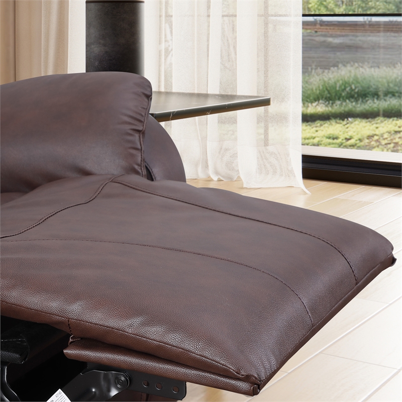 Alexent Recliner Leather Sofa Power Reclining 3 Seater Sofa Theater Couch Brown