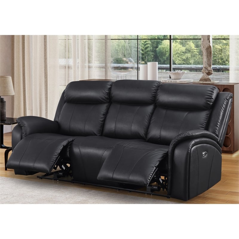 Alexent Leather Recliner Sofa Power Reclining 3 Seater Theater Couch Sofa Black