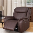 Leather Recliner Arm Chair Power Reclining Sofa Chair  Home Theater Couch Brown