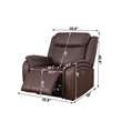 Leather Recliner Arm Chair Power Reclining Sofa Chair  Home Theater Couch Brown