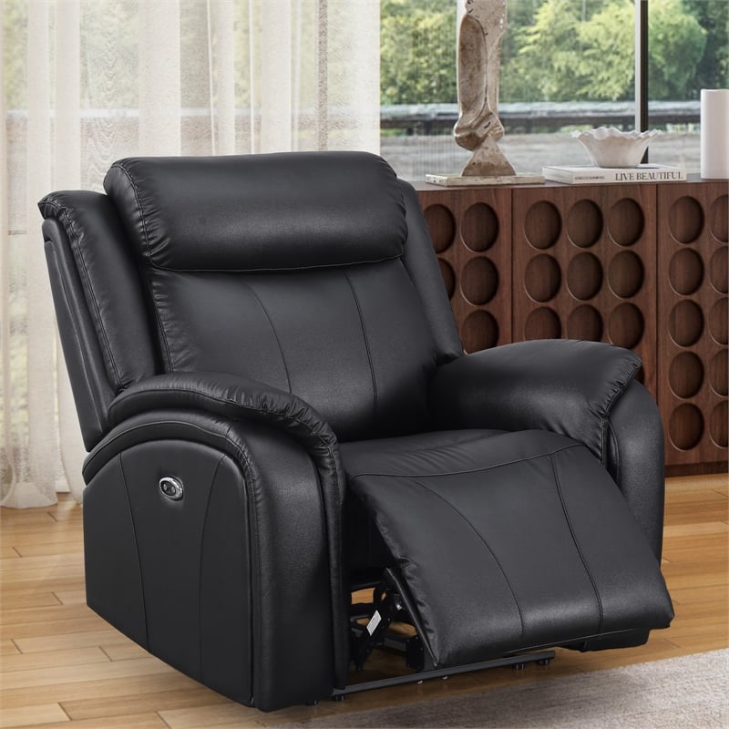 Leather Recliner Arm Chair Power Reclining Sofa Chair  Home Theater Couch Black