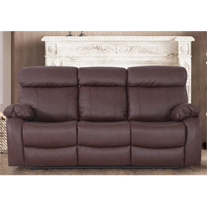 alexent power recliner sofa  leather 3 seater theater couch w cupholder brown