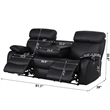 Alexent Power Recliner Sofa Black Leather 3 Seater Theater Couch w Cupholder