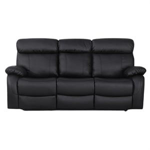 Alexent Power Recliner Sofa Black Leather 3 Seater Theater Couch w Cupholder