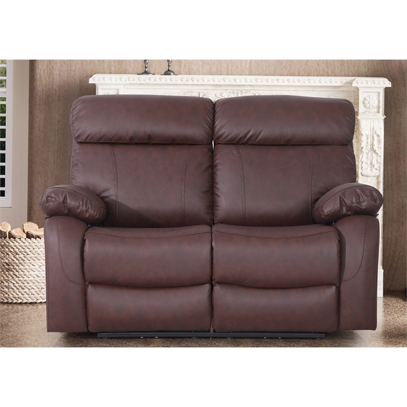 Alexent Power Recliner Sofa Set Leather Couch with Cuppholder & USP Ports Brown