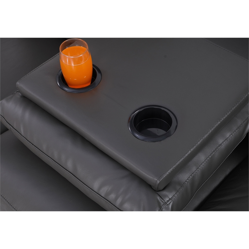 Alexent Power Recliner Sofa Set Leather Couch with Cuppholder & USP Ports Black