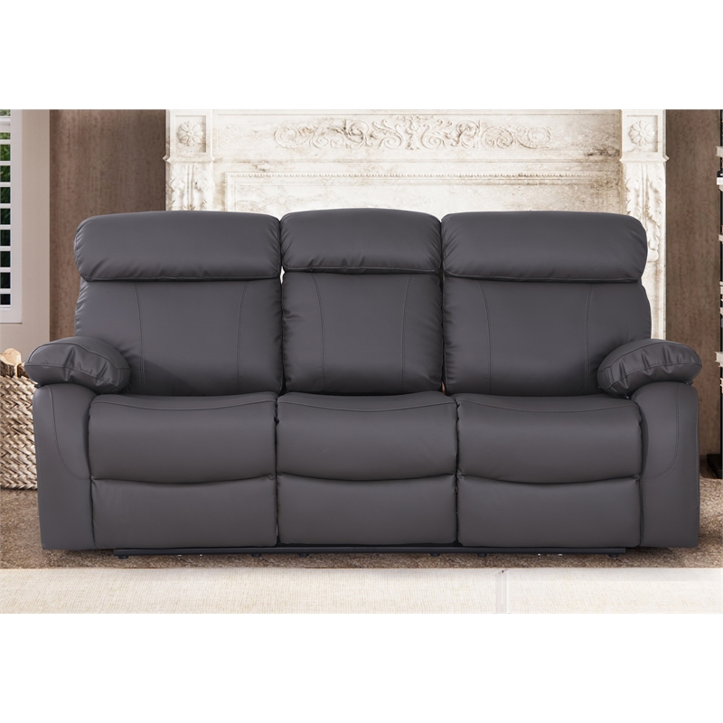 Alexent Power Recliner Sofa Set Leather Couch with Cuppholder & USP Ports Gray
