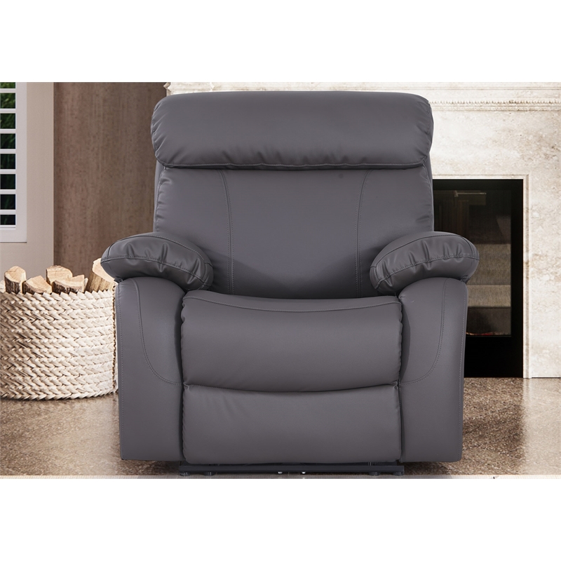 Alexent Power Recliner Sofa Set Leather Couch with Cuppholder & USP Ports Gray