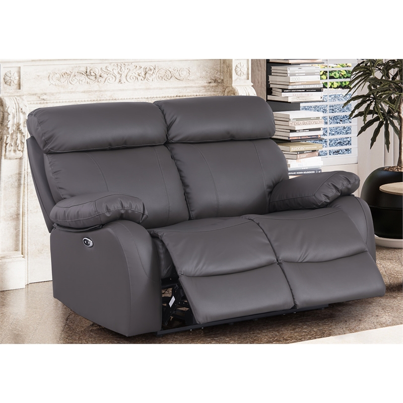 Alexent Leather Recliner Loveseat Power Lift Reclining Sofa Theater Seating Gray