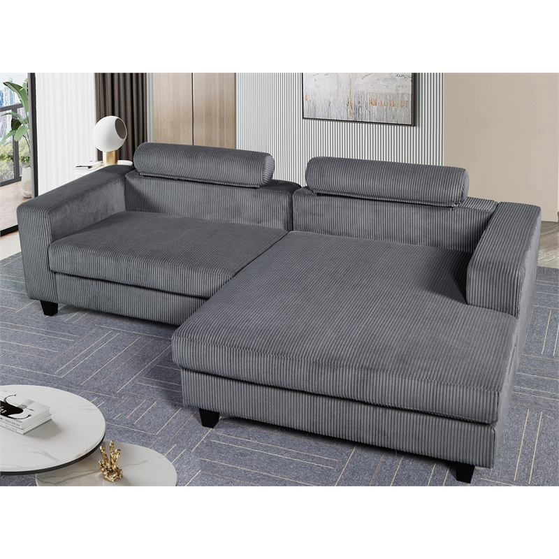 Alexent Sectional Sofa Deep Seat Couch Fabric Sleeper Chaise Couch Gray