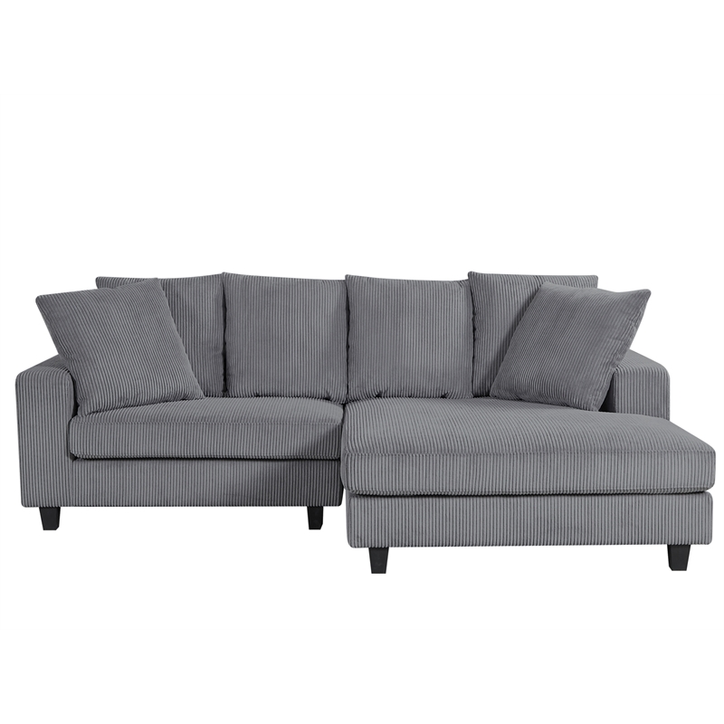 Alexent Sectional Sofa Deep Seat Couch Fabric Sleeper Chaise Couch Gray