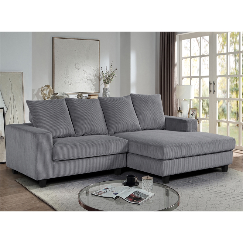 Alexent Sectional Sofa Deep Seat Couch Fabric Sleeper Chaise Couch Gray