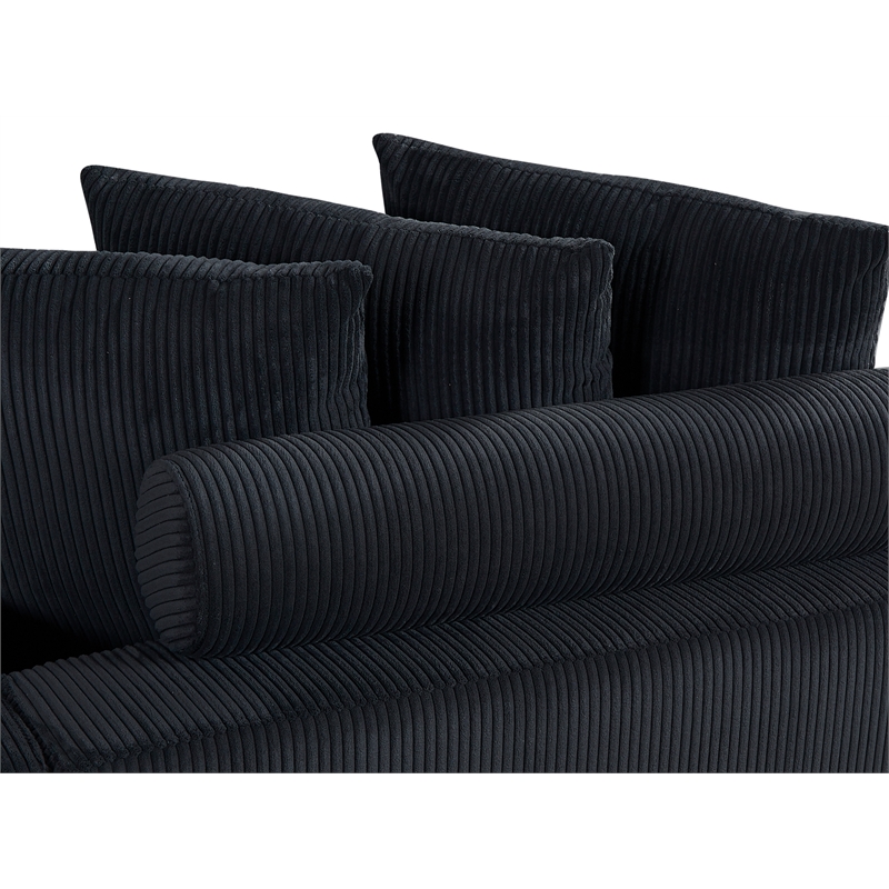 Alexent Fabric Sectional Sofa Deep Seat Left Facing Sleeper Chaise Dark Gray