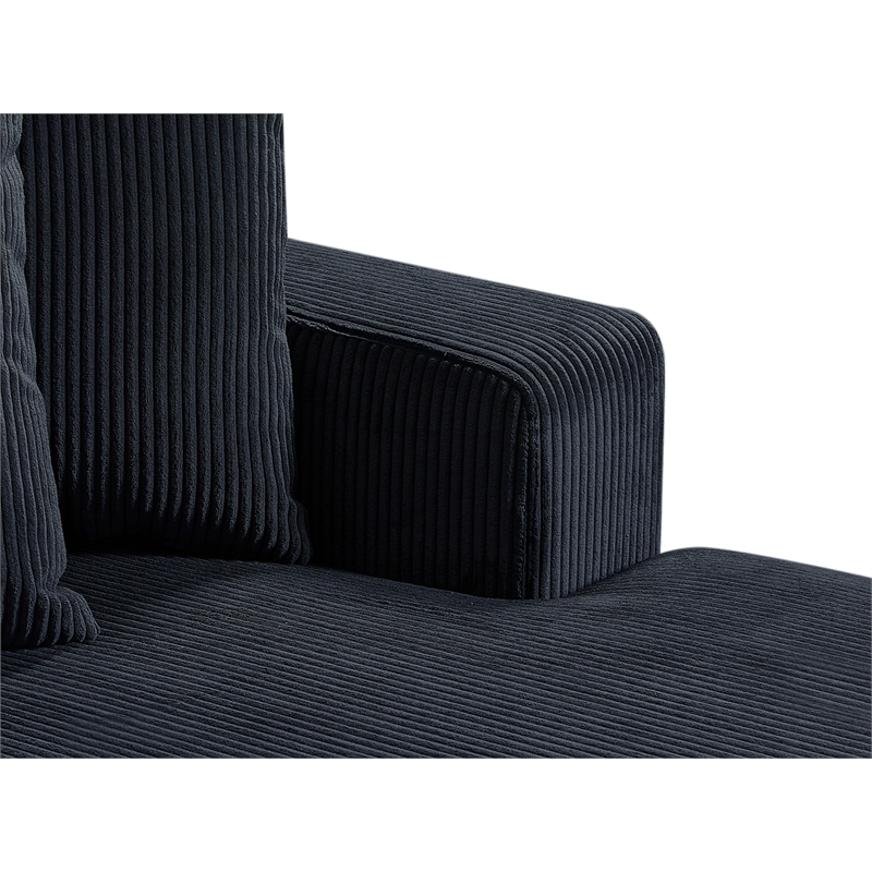 Alexent Fabric Sectional Sofa Deep Seat Left Facing Sleeper Chaise Dark Gray